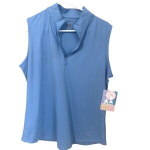 Kenny Dana‎ Womens Size L UPF 50+ Sleeveless 1/4 Zip Golf Top Periwinkle Blue